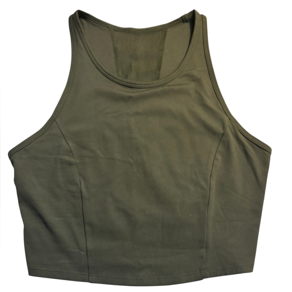 All in Motion Athletic Tank Top Medium Olive Green Racerback Mesh Panel Stretchy - Picture 9 of 14
